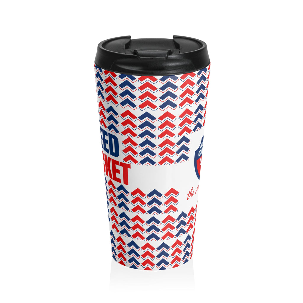 Patriotic Chevron Stainless Steel Travel Mug – “All You Need Is Coffee and Country”