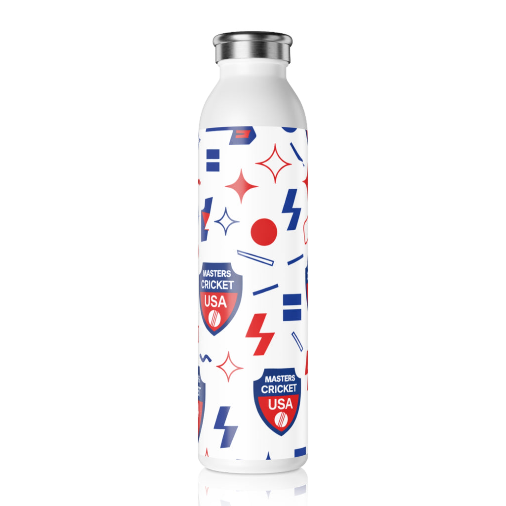 Masters Cricket USA Slim Water Bottle — Patriotic Red & Blue Cricket Logo Bottle