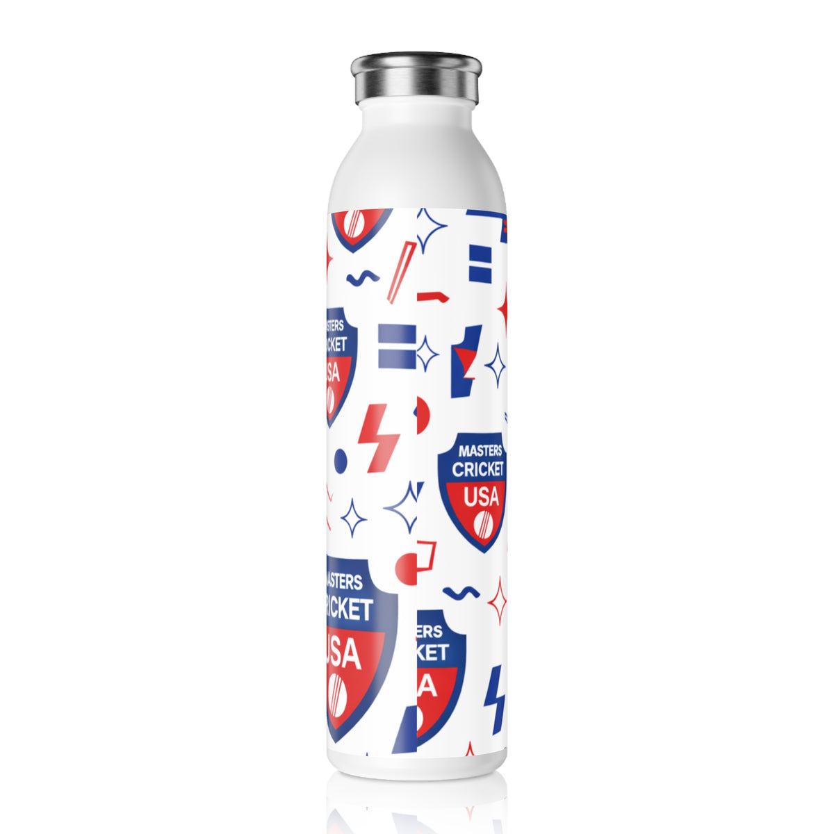 Masters Cricket USA Slim Water Bottle — Patriotic Red & Blue Cricket Logo Bottle