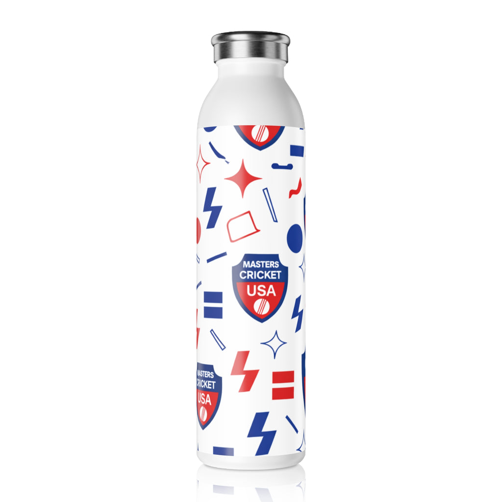 Masters Cricket USA Slim Water Bottle — Patriotic Red & Blue Cricket Logo Bottle